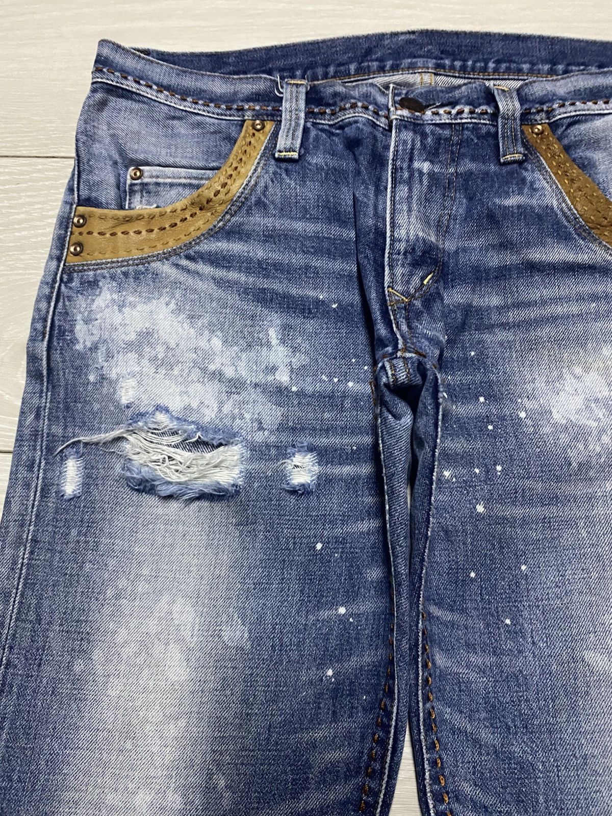 Japanese Brand Japanese Brand RnaSlang Bleach Splatter Slim Fit Jeans Size US 33 - 8 Thumbnail