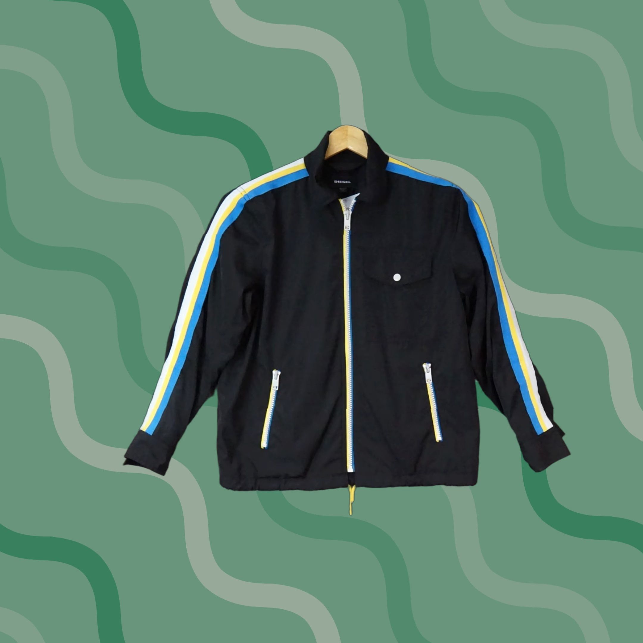 Diesel Diesel Jacket Men's Small J-Ribplaza Black Full Zip Racing ...