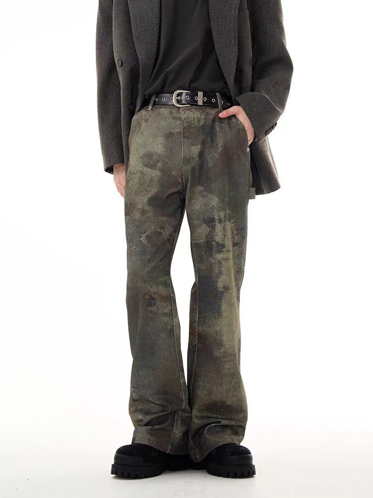 Japanese Brand × Jean Vintage washed camouflage high street micro flare jeans Size US 32 / EU 48 - 1 Thumbnail