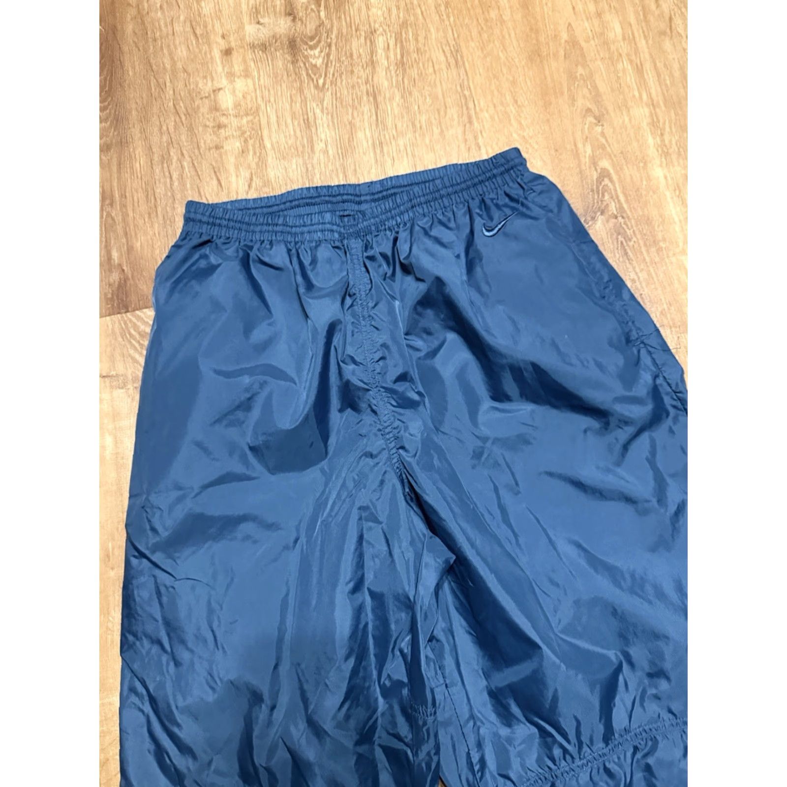 Nike VINTAGE Nike Windbreaker Pants Track Mens Large Blue White 90s Swoosh Check Size US 33 - 5 Thumbnail
