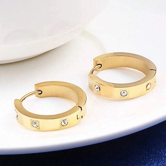 Other 1 Pair Women Stainless Steel Hoop Earring Size ONE SIZE - 4 Thumbnail