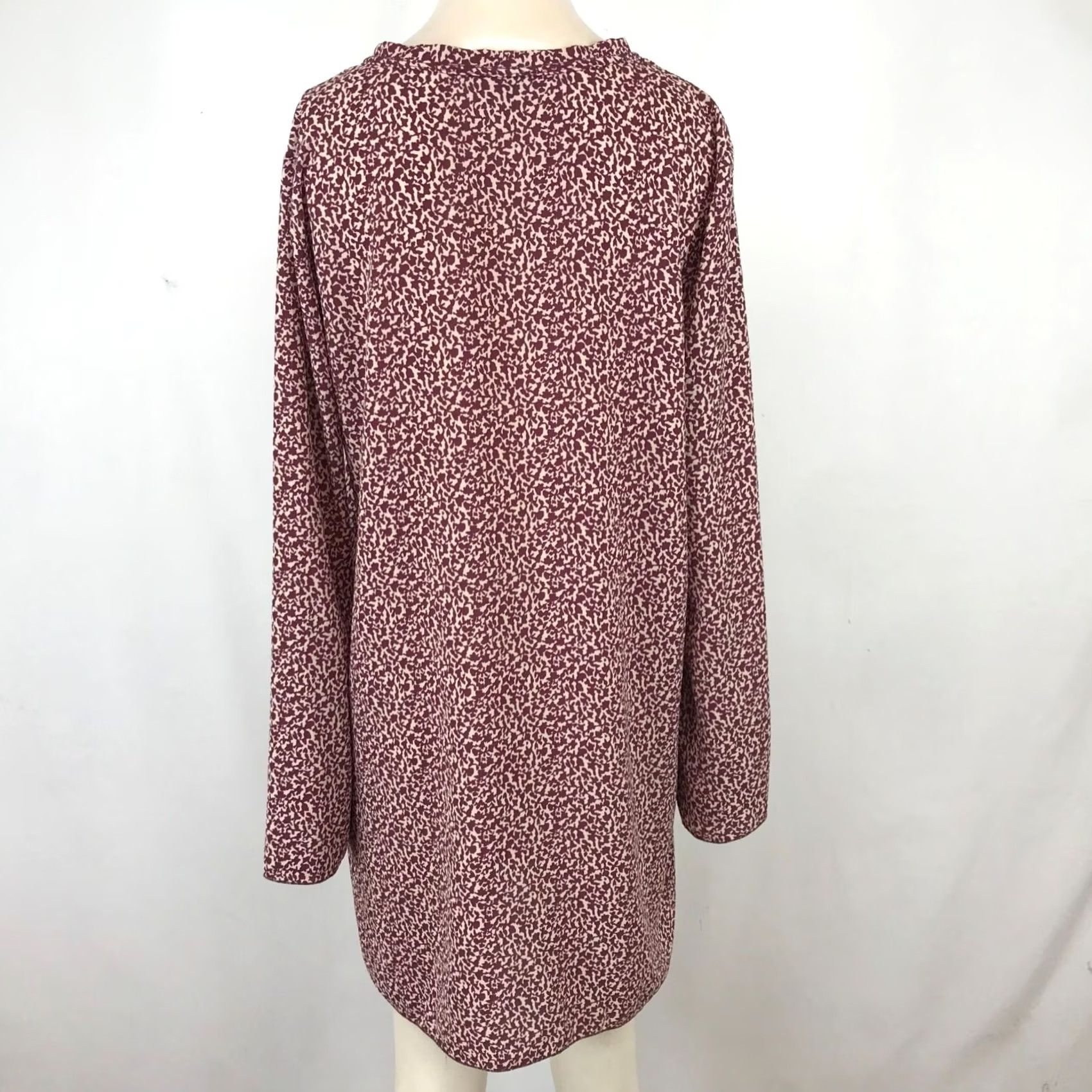 Vintage LA FEE MARABOUTE'E WOMENS 40 BURGUNDY LONG SLEEVE V NECK POLYESTER TUNIC TOP Size S / US 4 / IT 40 - 5 Thumbnail