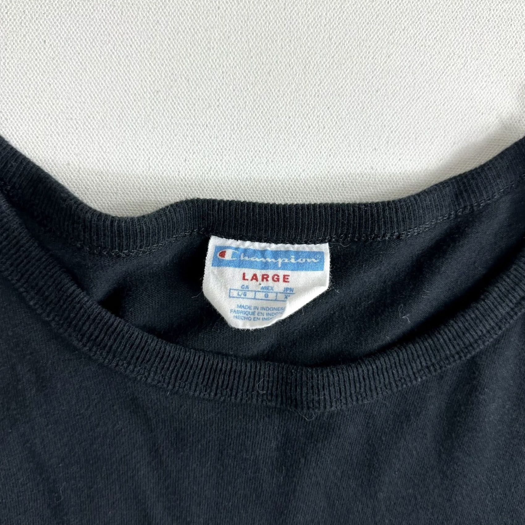 Champion VINTAGE Champion Sweatshirt Large L Black Blue Pink Embroidered Spell Out Crew Neck Long Sleeve Men Pullover Size US L / EU 52-54 / 3 - 6 Thumbnail