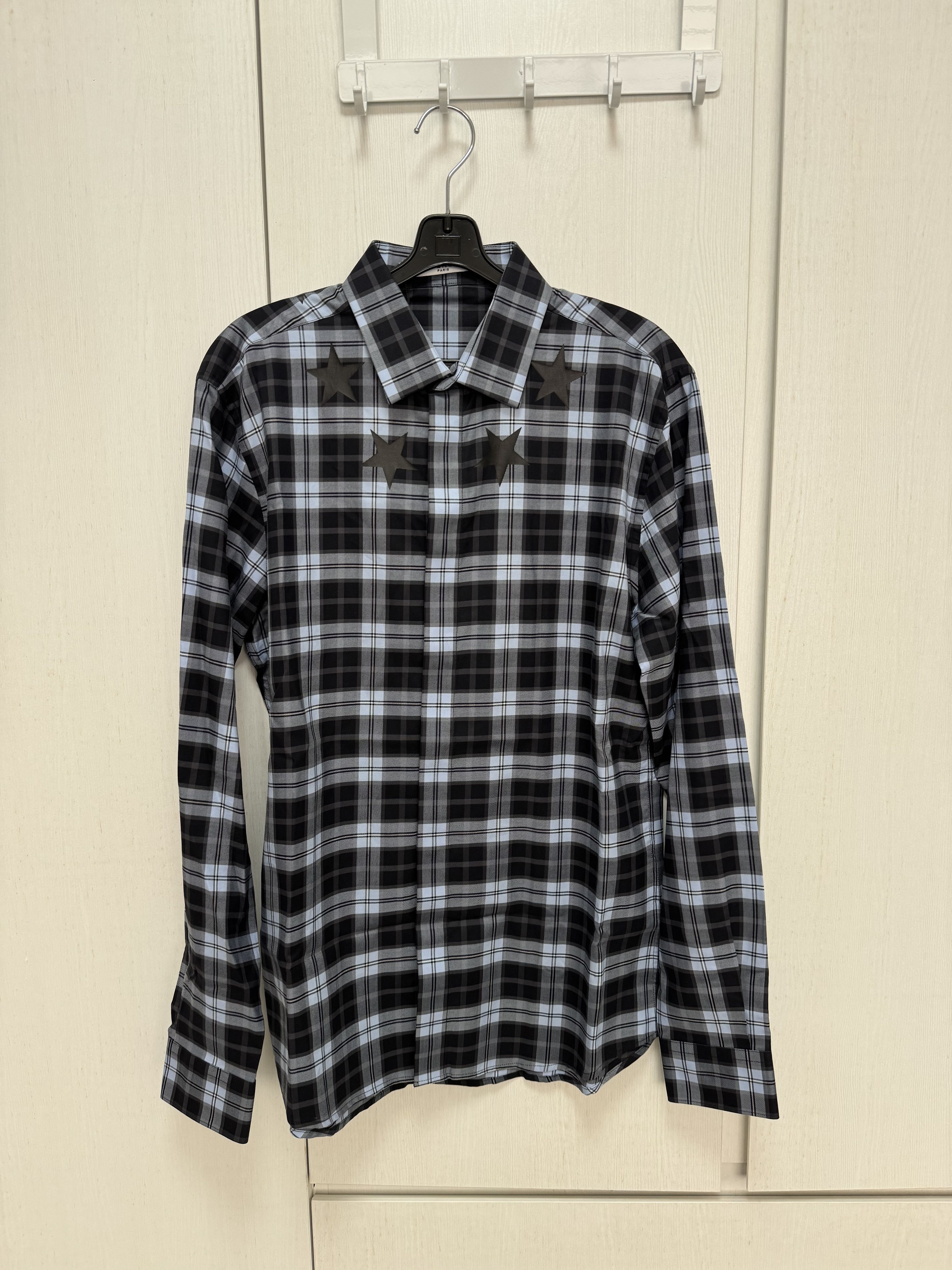 Givenchy Blue Tartan Check Star Print Shirt Size US M / EU 48-50 / 2 - 1 Thumbnail