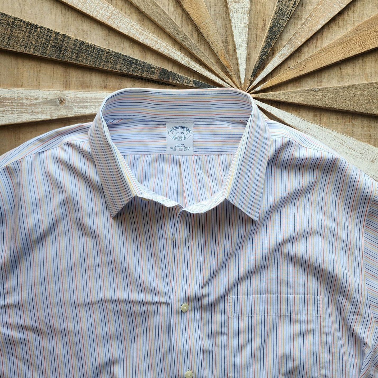Brooks Brothers Brooks Brothers Men 17 - 35 Supima Cotton Striped Shirt Size US XL / EU 56 / 4 - 1 Thumbnail
