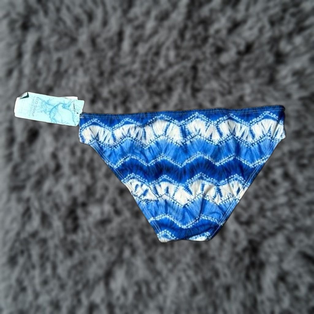 Vintage Eco Swim Bikini Bottom Womens Size 6 Blue Tie Dye Beach Coastal Chic Hippie Lace Elastic Waist Lightweight Size 28" / US 6 / IT 42 - 1 Thumbnail