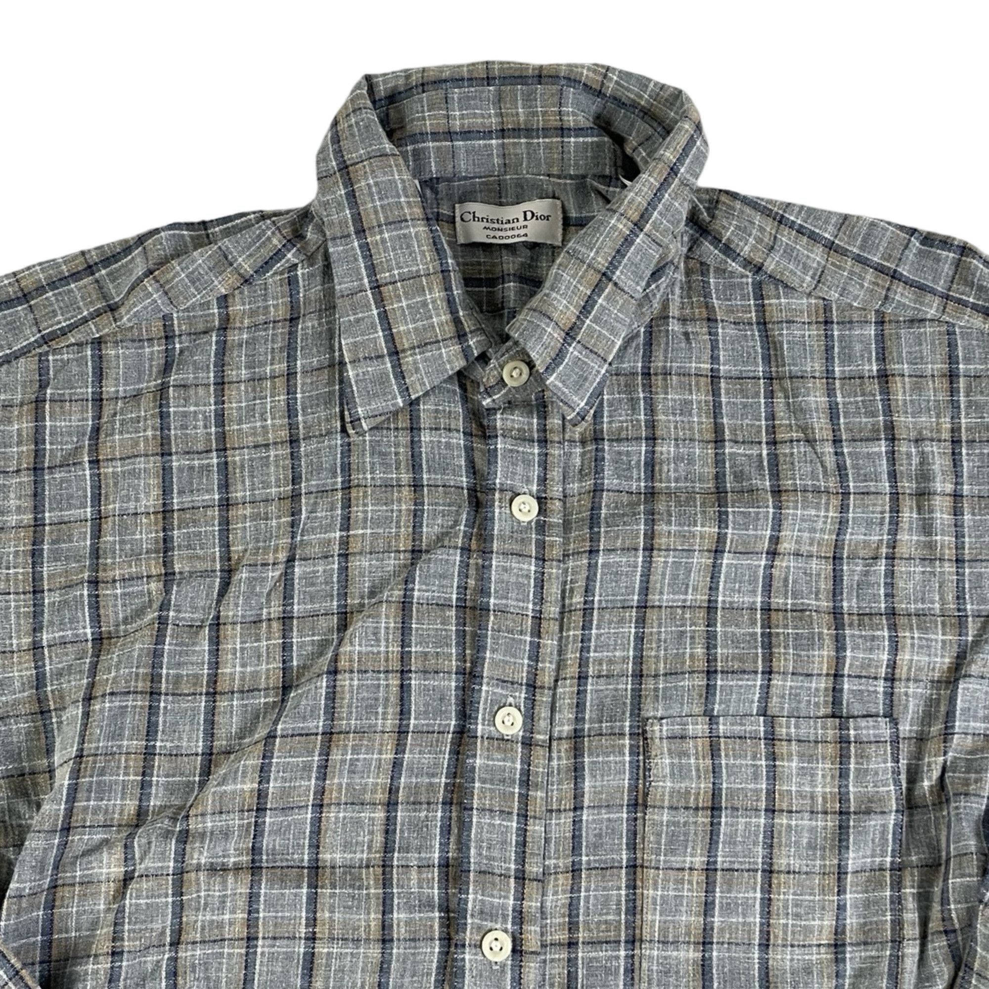 Christian Dior Monsieur Vintage Christian Dior Blue Plaid Shirt Mens Large Size US L / EU 52-54 / 3 - 4 Thumbnail