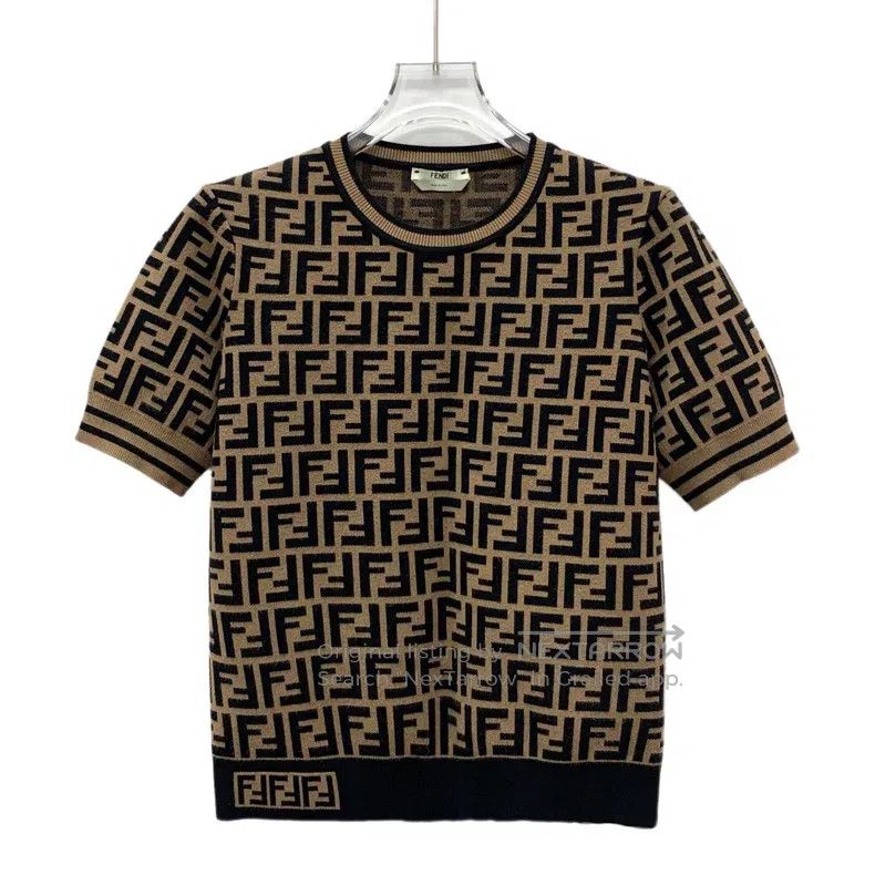 Fendi Fendi Dark Brown Logo All-Over Printed Crewneck Knit Top Size XS / US 0-2 / IT 36-38 - 1 Thumbnail