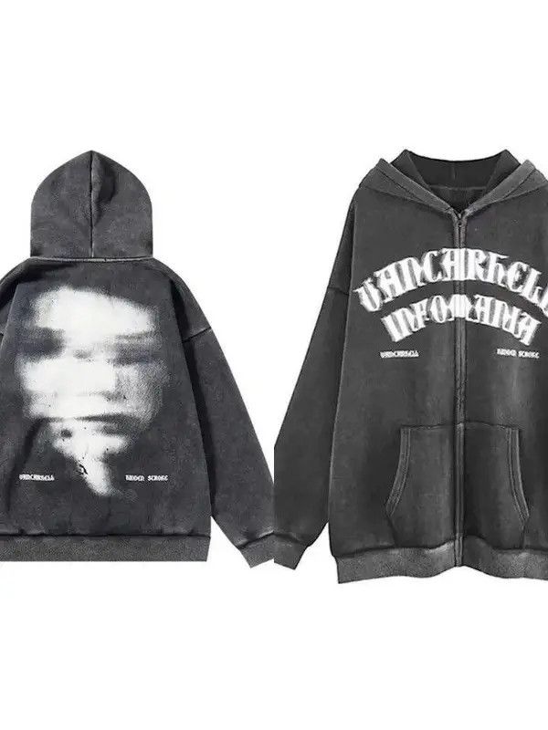 VIBE Face Graphic Bleached Full Zip Hoodie Size US L / EU 52-54 / 3 - 4 Thumbnail