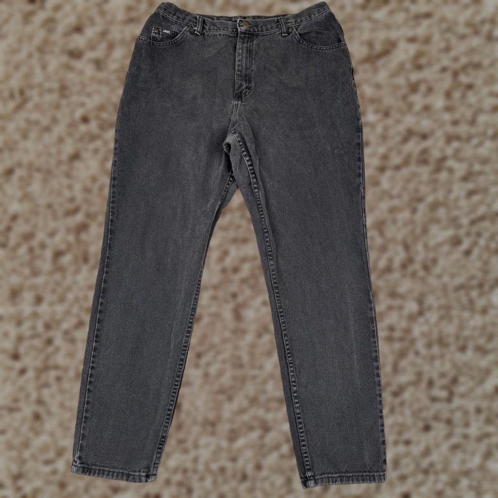 Lee Lee Tapered Jeans Womens 8M Gray Charcoal Wash High Rise Relaxed Denim 32x31 Jeans Womens 8M Gray Charcoal Wash 90s Vintage Lee Logo Pocket Jeans Size 30" / US 8 / IT 44 - 1 Thumbnail