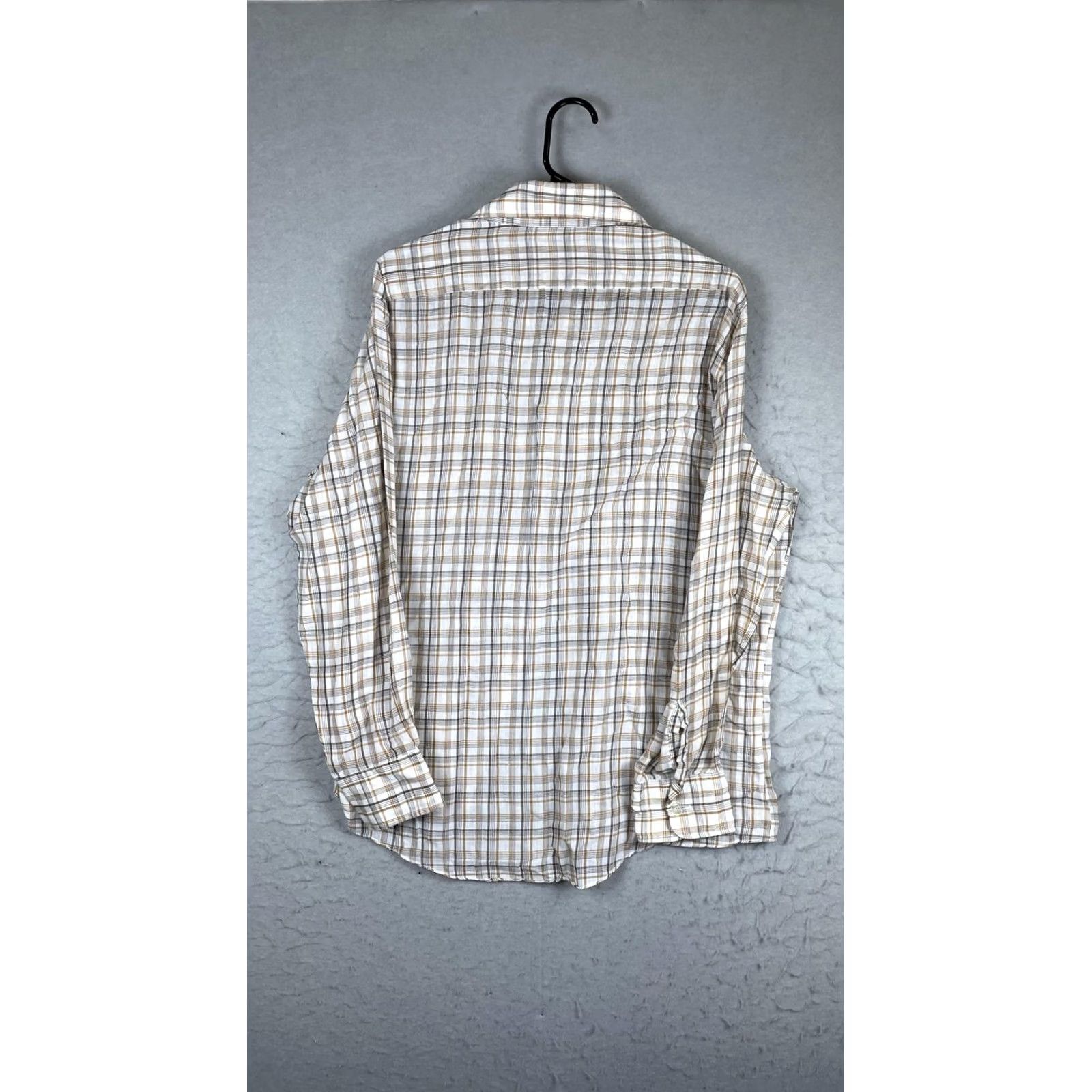 JCPenney VINTAGE JCPenney Shirt Mens Large Beige Plaid Long Sleeve Button Front Casual Size US L / EU 52-54 / 3 - 5 Thumbnail