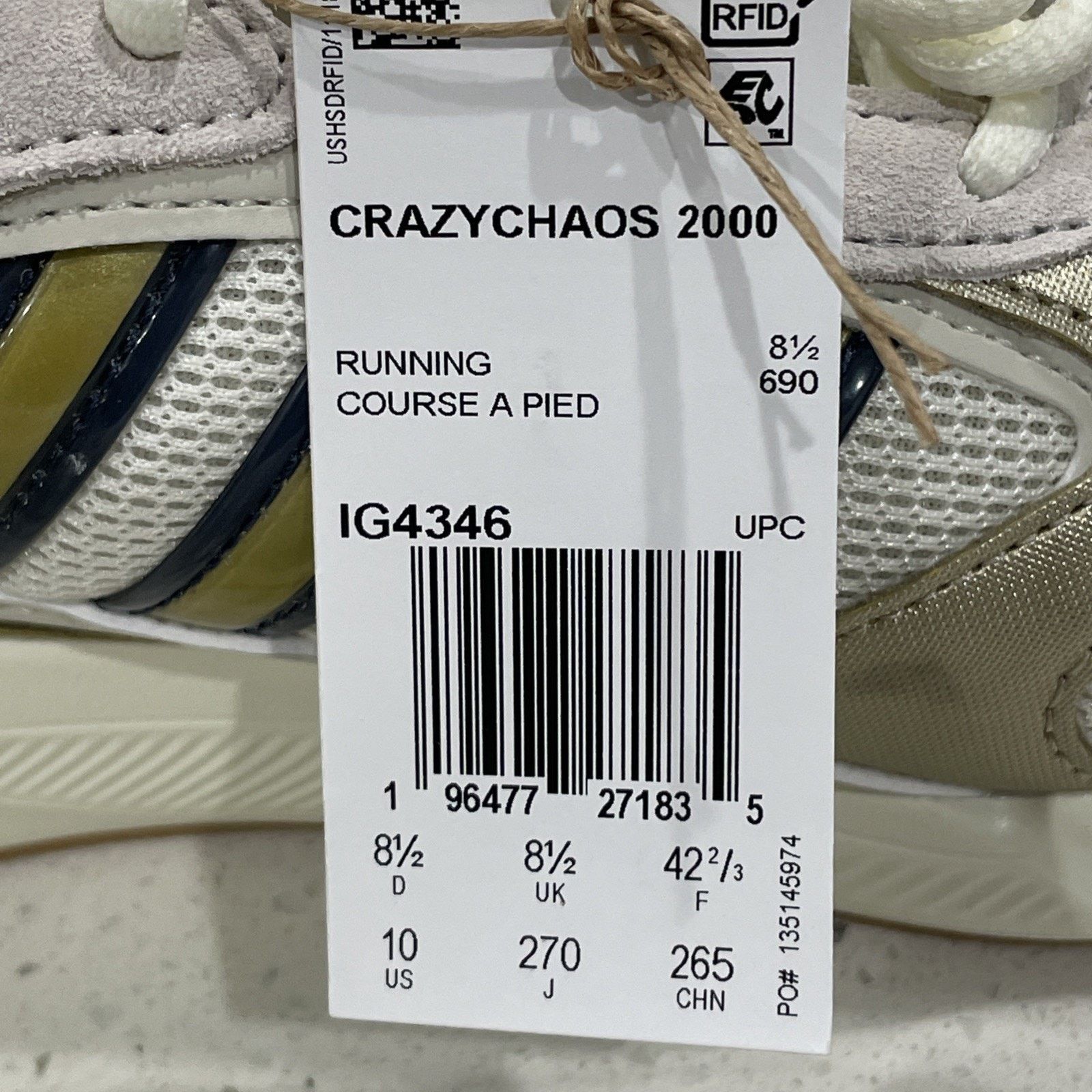 Adidas Women's Crazychaos 2000 Sz 10 Silver IG4346 New