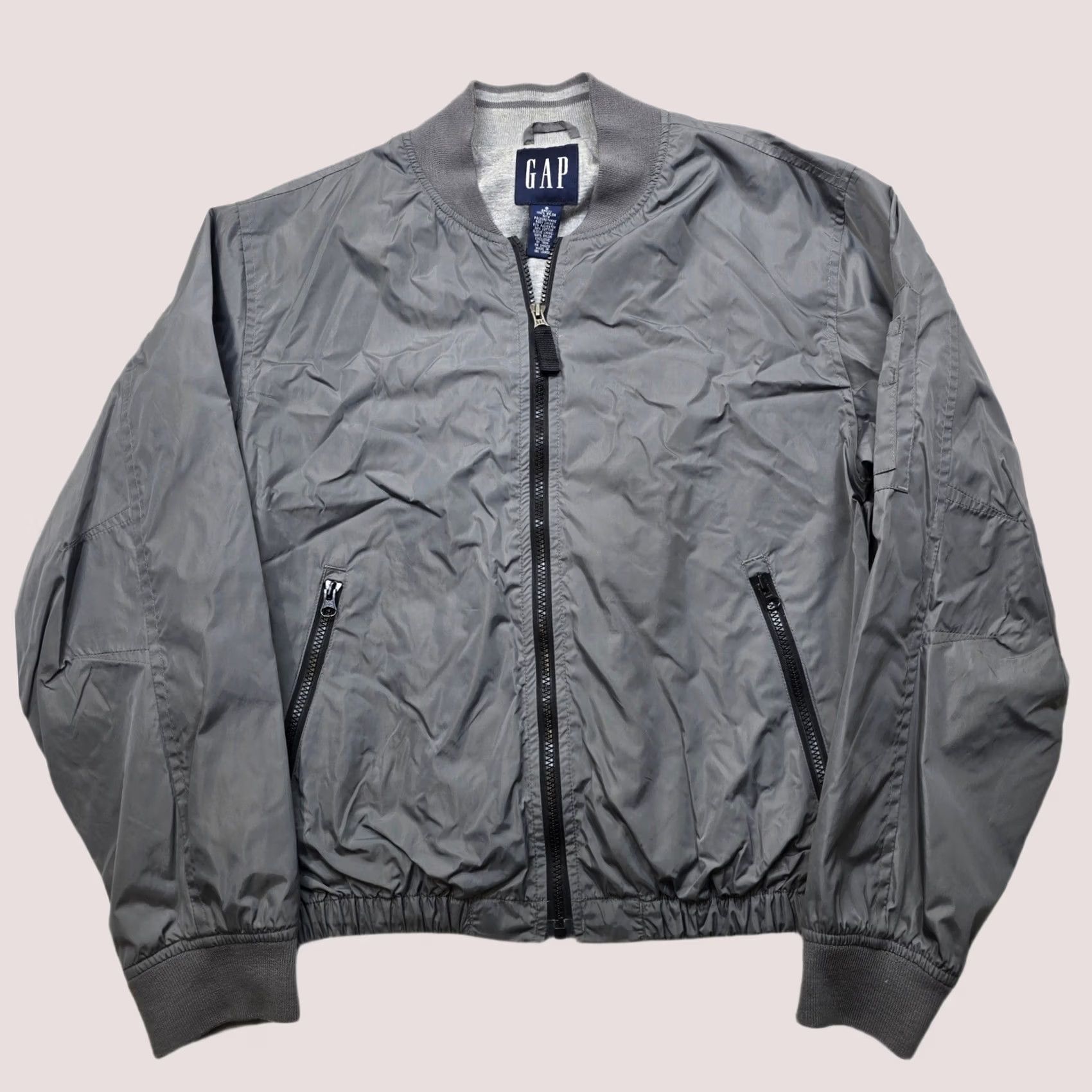 Gap GAP Bomber Jacket Mens Gray Small Lightweight Zip Military Flight Nylon Size US S / EU 44-46 / 1 - 1 Thumbnail