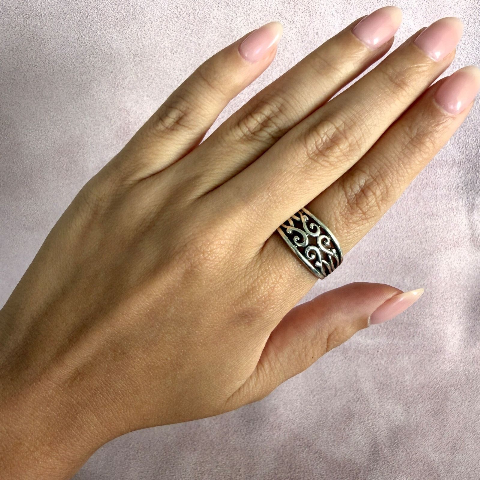 Sterling Silver sterling silver scroll band ring size 9.5 Size ONE SIZE - 2 Thumbnail