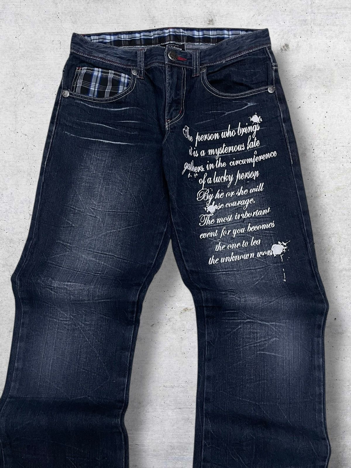 Hysteric Glamour 90S DOUBLE FOCUS JAPAN DESIGNER ‘POEM’ GRUNGE WORDING DENIM Size US 29 - 5 Thumbnail