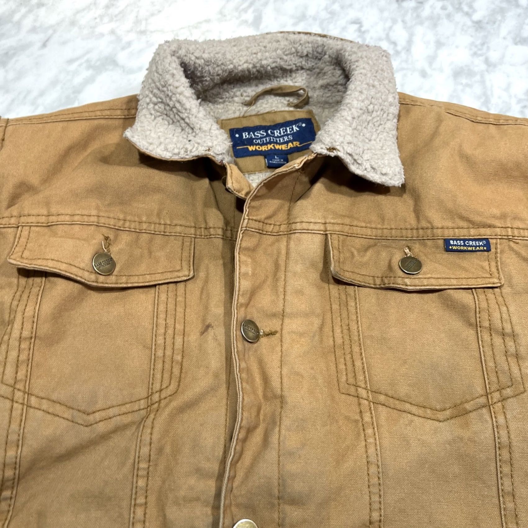 Vintage Bass Creek Outfitters Workwear Brown Jacket Size L Men - Work Jacket Sherpa Lined Cotton Canvas Military Winter Tan Size US L / EU 52-54 / 3 - 3 Thumbnail