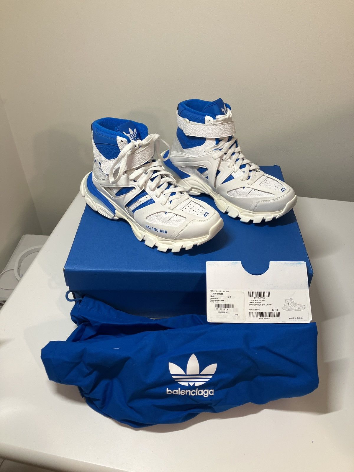Adidas × Balenciaga Track Hike Sneakers in White/Blue - New Size US 10 / EU 43 - 1 Thumbnail
