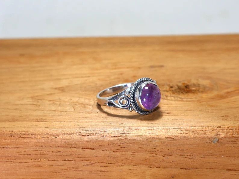 Handmade Amethyst Ring: Handmade Sterling Silver, February Birthstone Size ONE SIZE - 3 Thumbnail