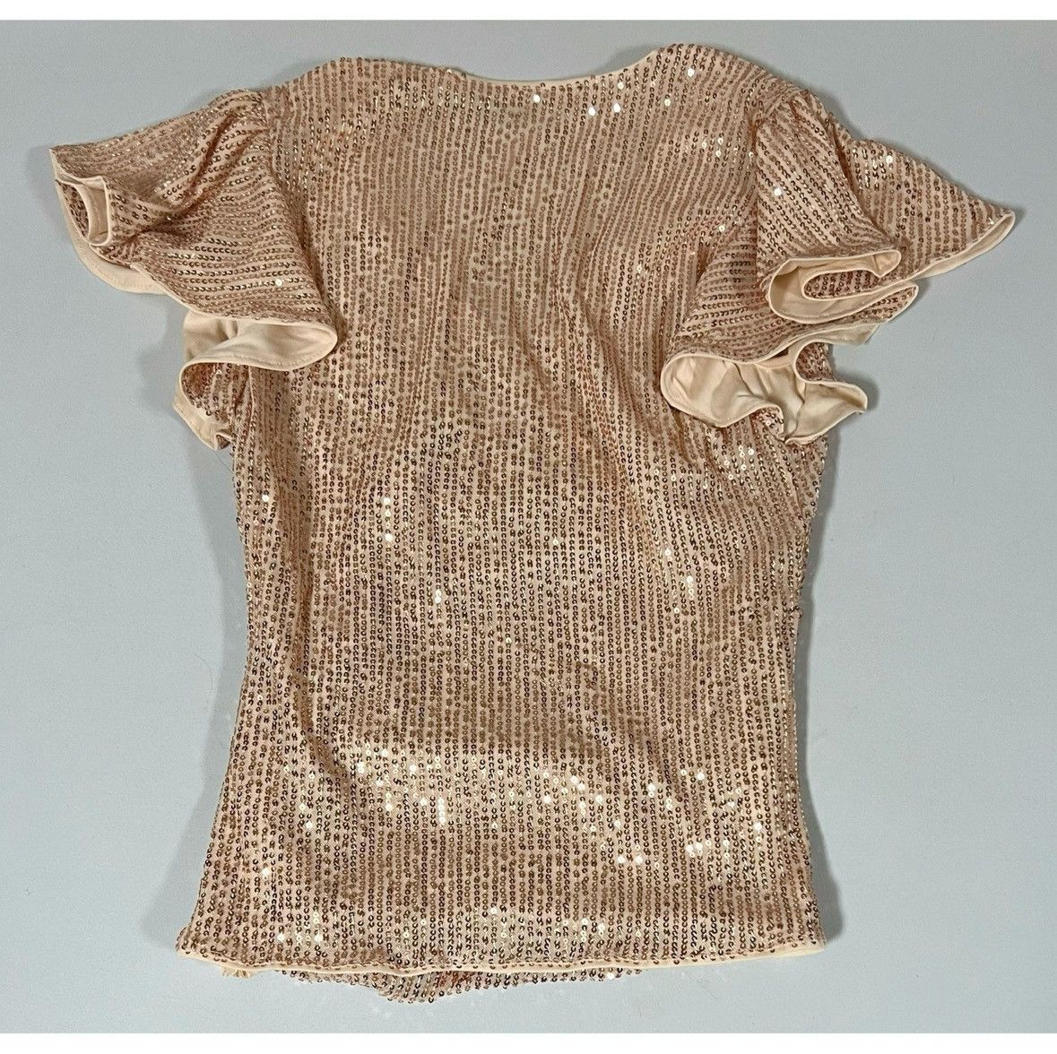 Grace in LA Gold Sequin Ruched Flounce Sleeve Shirt Top Blouse Size S ✨ Size S / US 4 / IT 40 - 5 Thumbnail