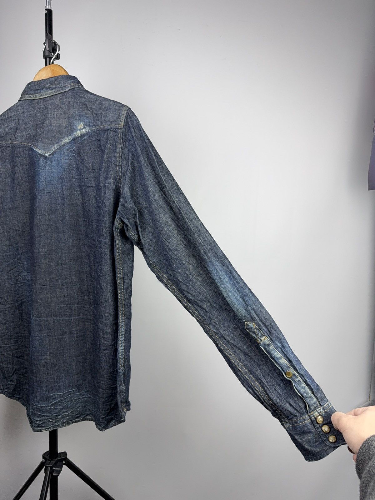 Diesel 00s Vintage Diesel Western Denim Shirt Faded Blue Cotton Size US L / EU 52-54 / 3 - 19 Thumbnail
