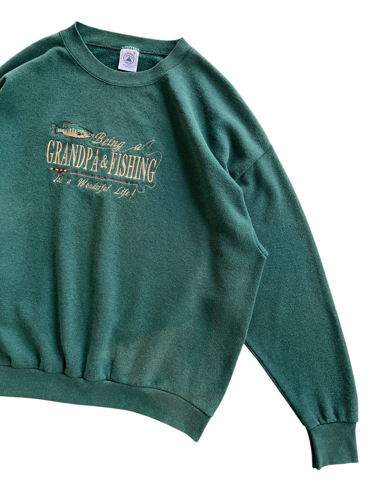 Vintage 1990s Grandpa & Fishing Sunfaded Sweater Size US XL / EU 56 / 4 - 3 Thumbnail