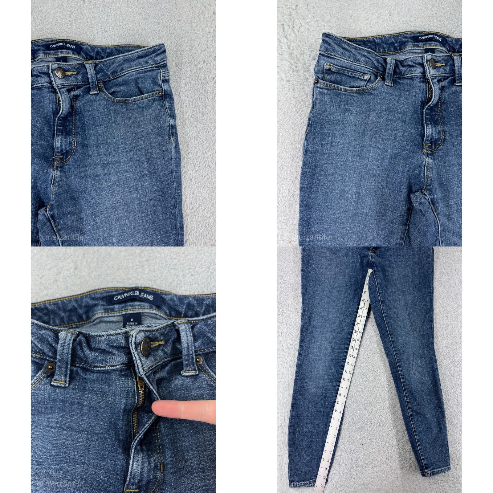 Calvin Klein Calvin Klein Women's Tapered Skinny Jeans 8 Blue Denim Stretch 27in Inseam Modern Fit Size 30" / US 8 / IT 44 - 8 Thumbnail