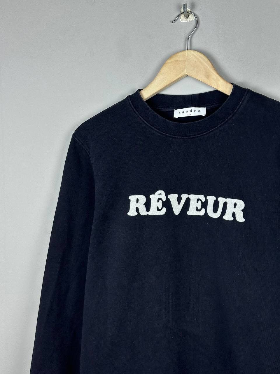 Sandro Sandro Paris Reveur Logo Navy Cotton Sweatshirt Size M / US 6-8 / IT 42-44 - 3 Thumbnail