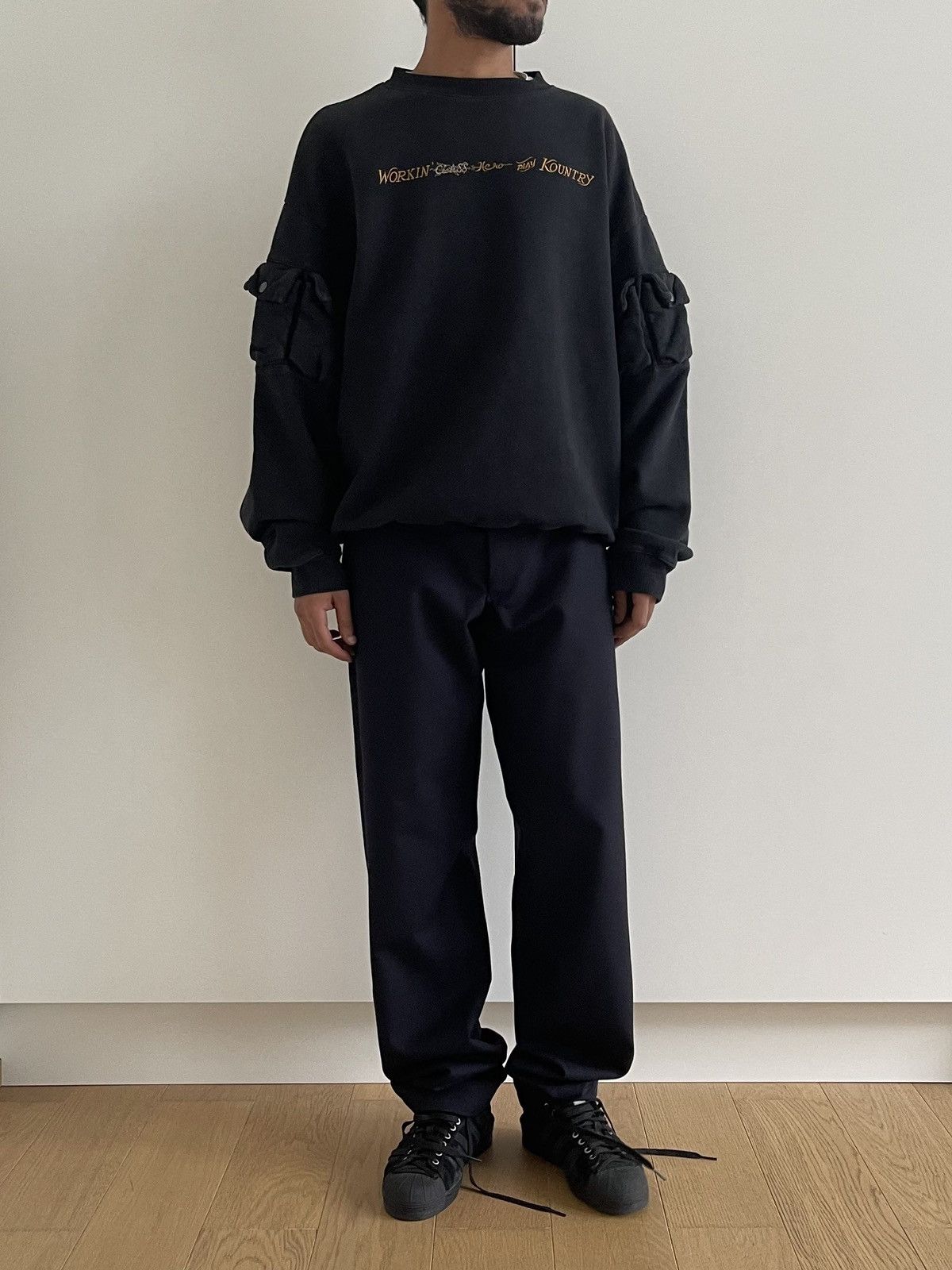 Kapital 2023 8-Pockets Black Washed Utility Sweater