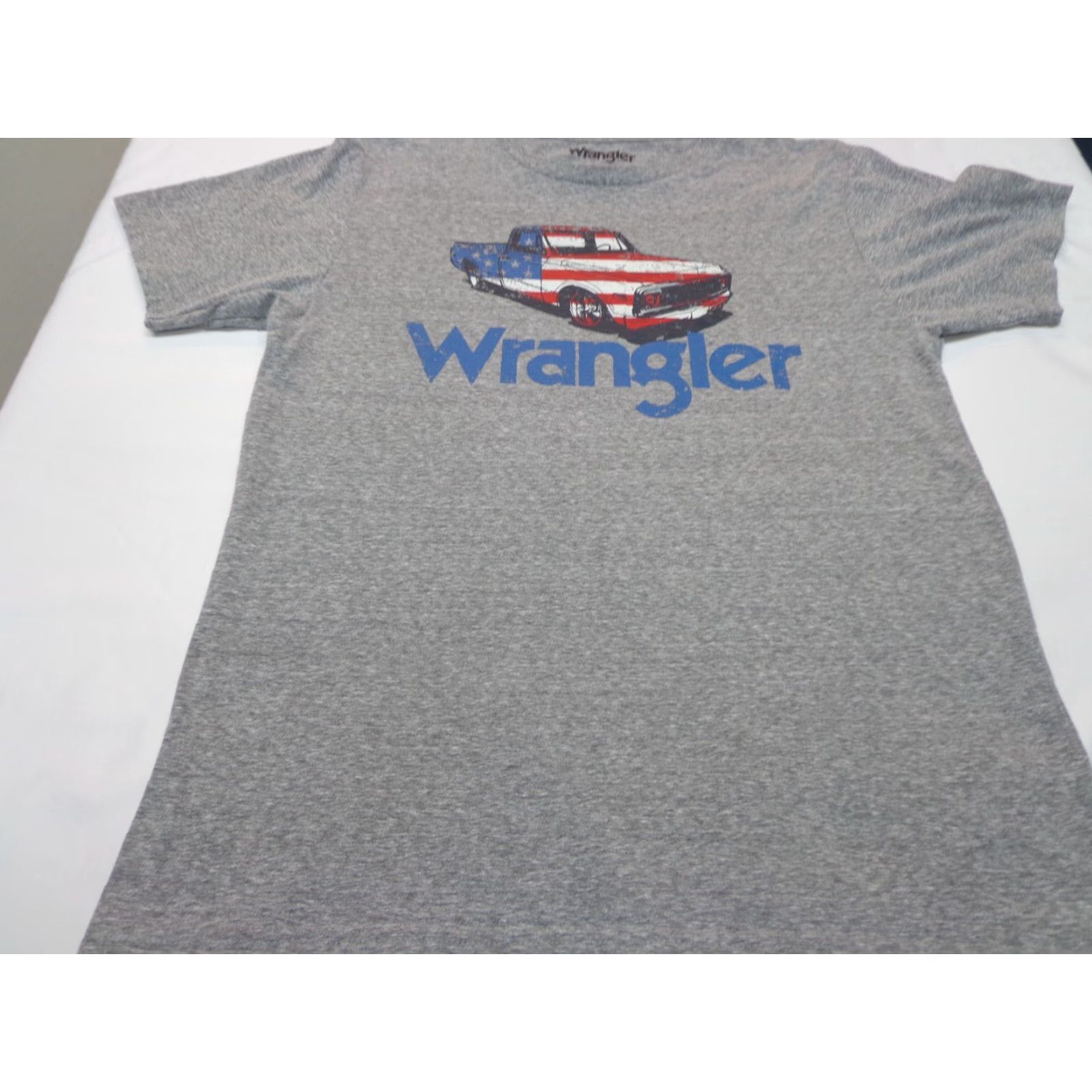 Wrangler Wrangler T-Shirt Mens Medium Gray US Flag Pickup Truck Graphic Short Sleeve Crew Neck Size US M / EU 48-50 / 2 - 2 Thumbnail