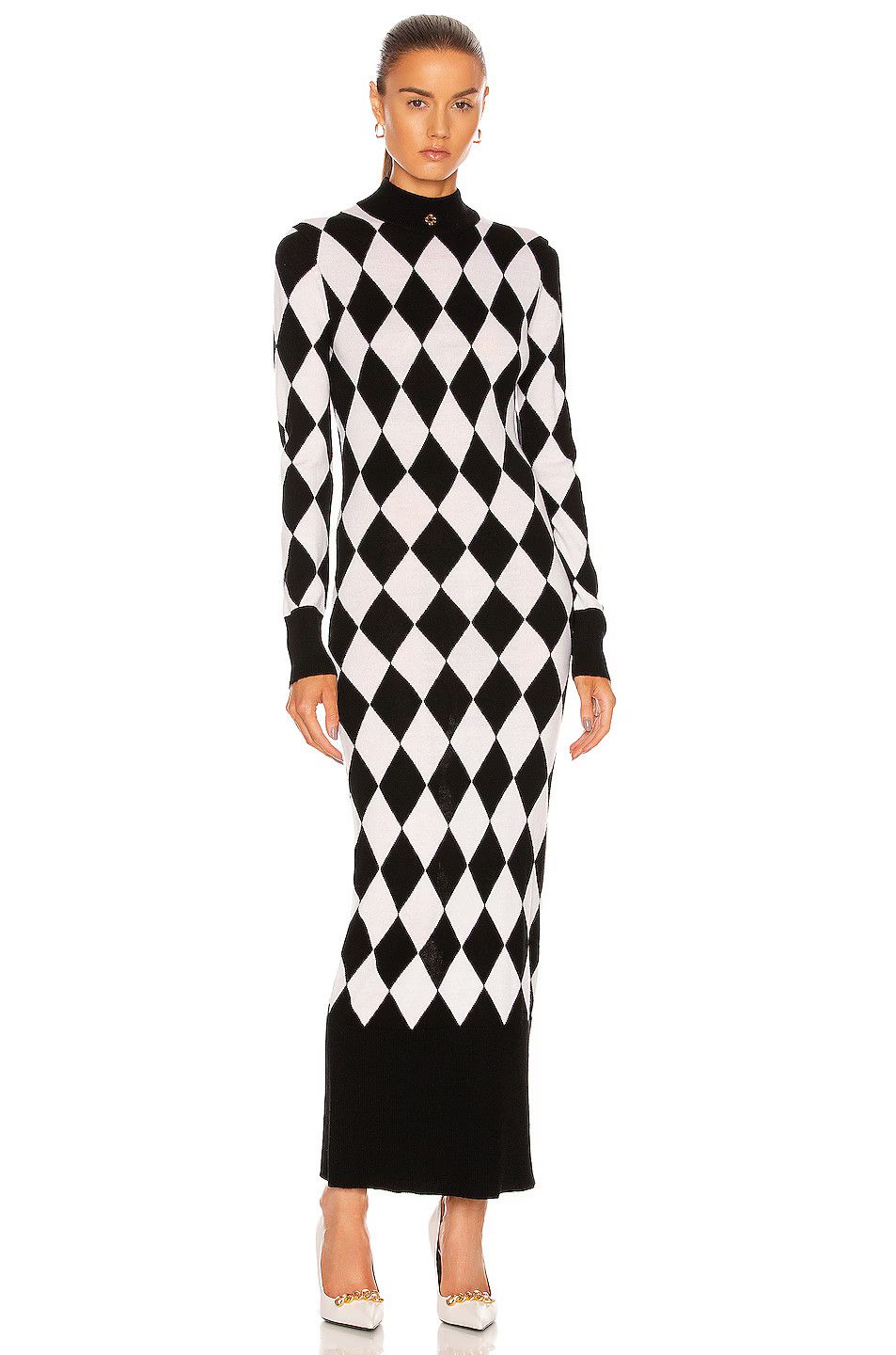 Casablanca o1mle0325 Diamond Column Dress in Black & White Size XS / US 0-2 / IT 36-38 - 1 Thumbnail