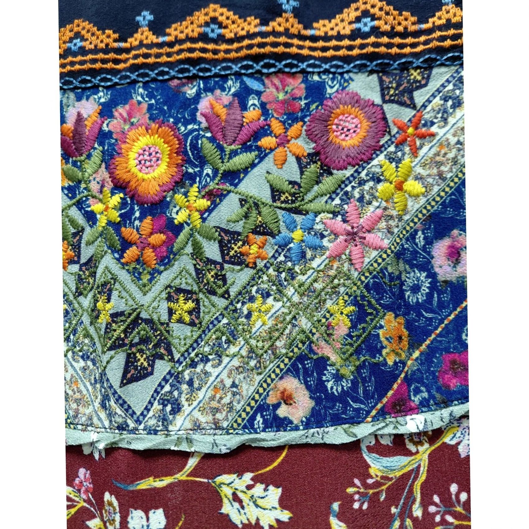 Vintage John Mark Top Womens M Floral Embroidered Tunic Woven Sleeve Women Size Size M / US 6-8 / IT 42-44 - 4 Thumbnail