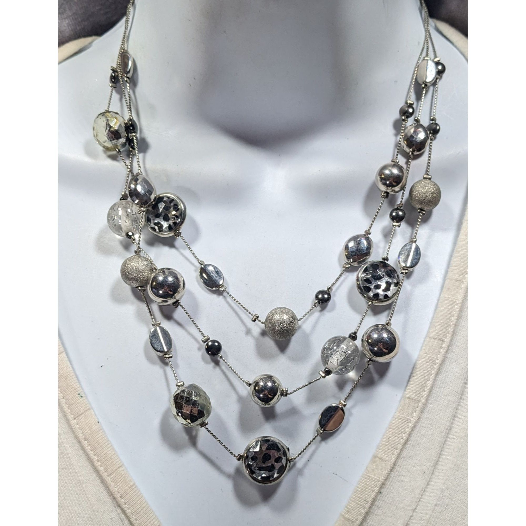 Other NY & Co Safari Glam Animal Print Silver Tone Layered Necklac Size ONE SIZE - 4 Thumbnail