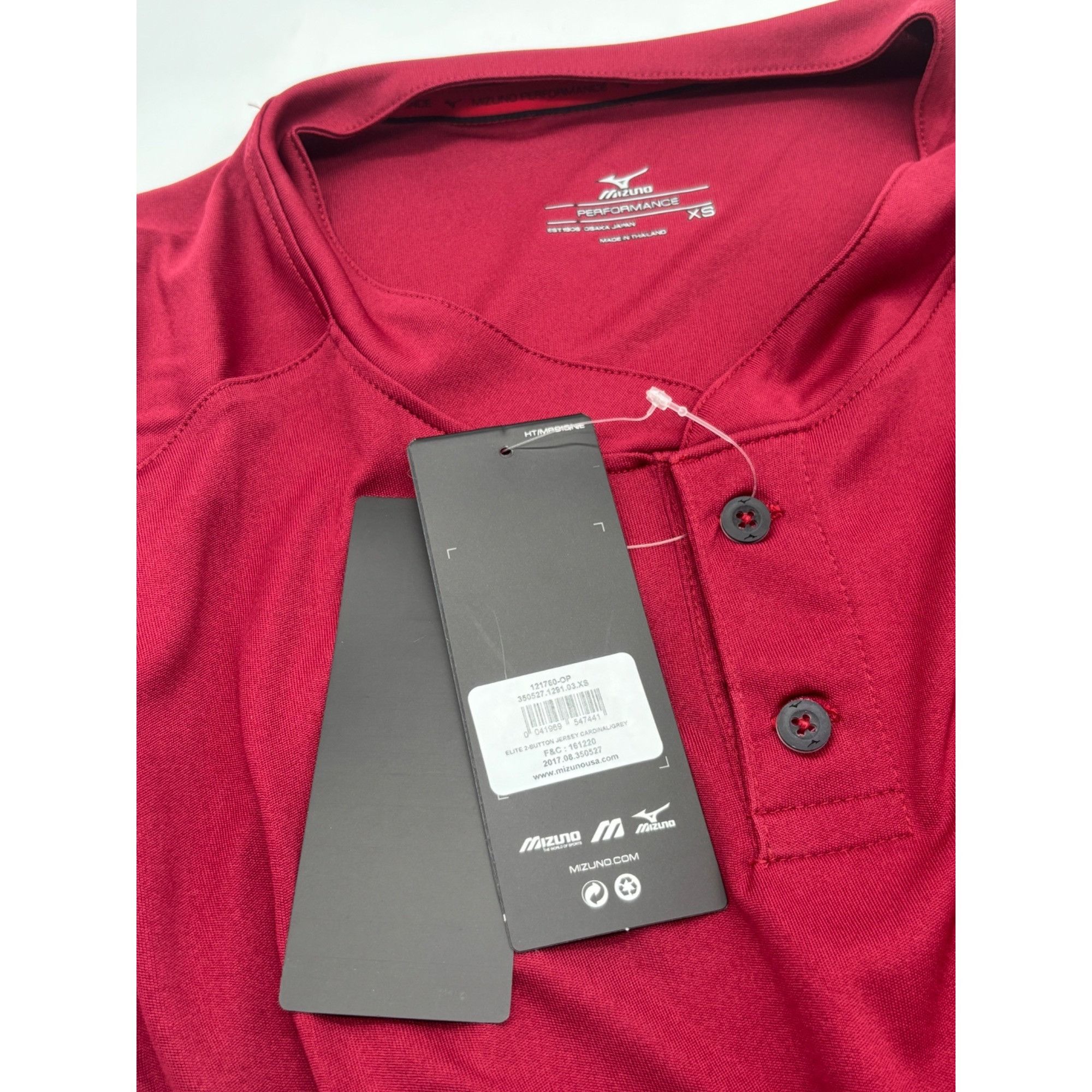 Mizuno Mizuno Men’s Elite 2-Button Baseball Jersey 350527, Cardina Size US XS / EU 42 / 0 - 9 Thumbnail