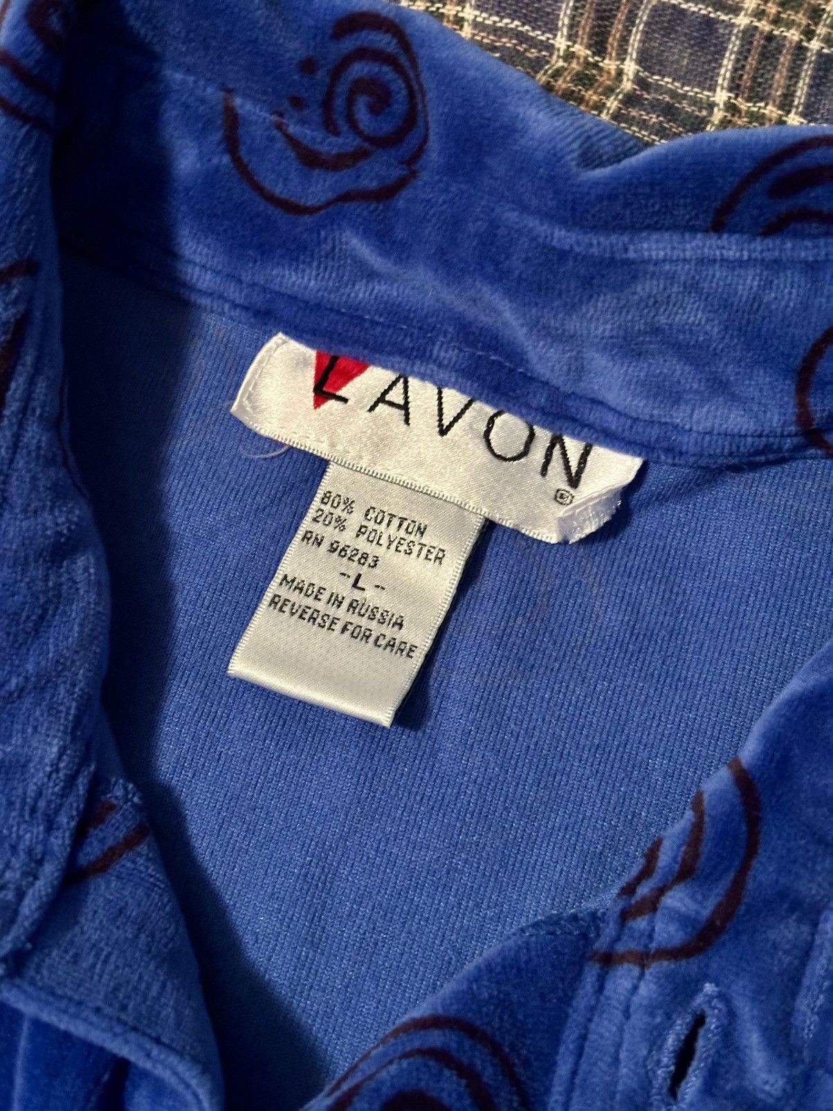 Lavane Blue & Black Swirl Loungewear Sleep Shirt Long-Sleeve Velour Size US L / EU 52-54 / 3 - 3 Thumbnail