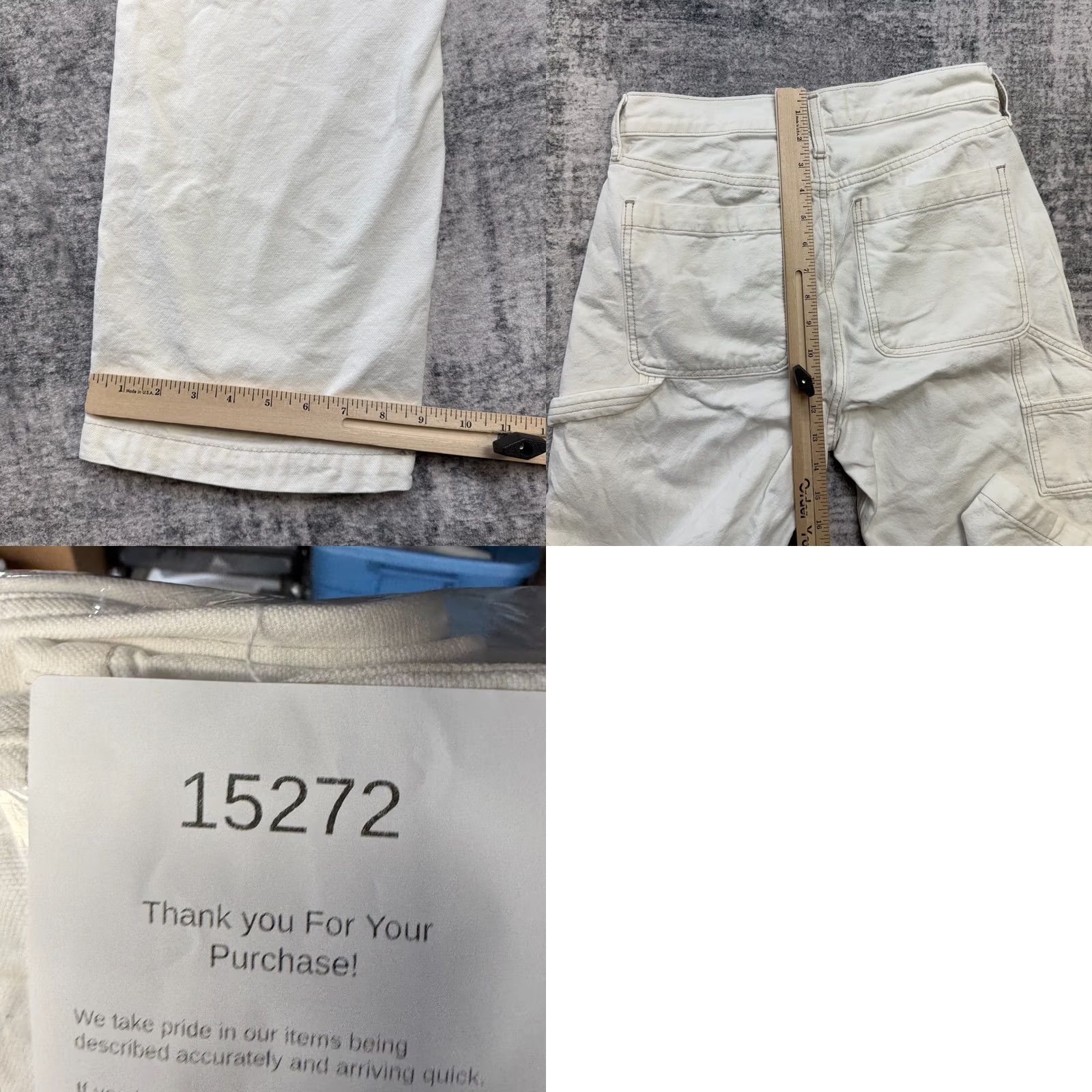 Abercrombie & Fitch Abercrombie & Fitch Jeans Mens 28x30 White Baggy Carpenter Denim Straight 5-Pocket Adult Regular Mens Size US 28 / EU 44 - 9 Thumbnail