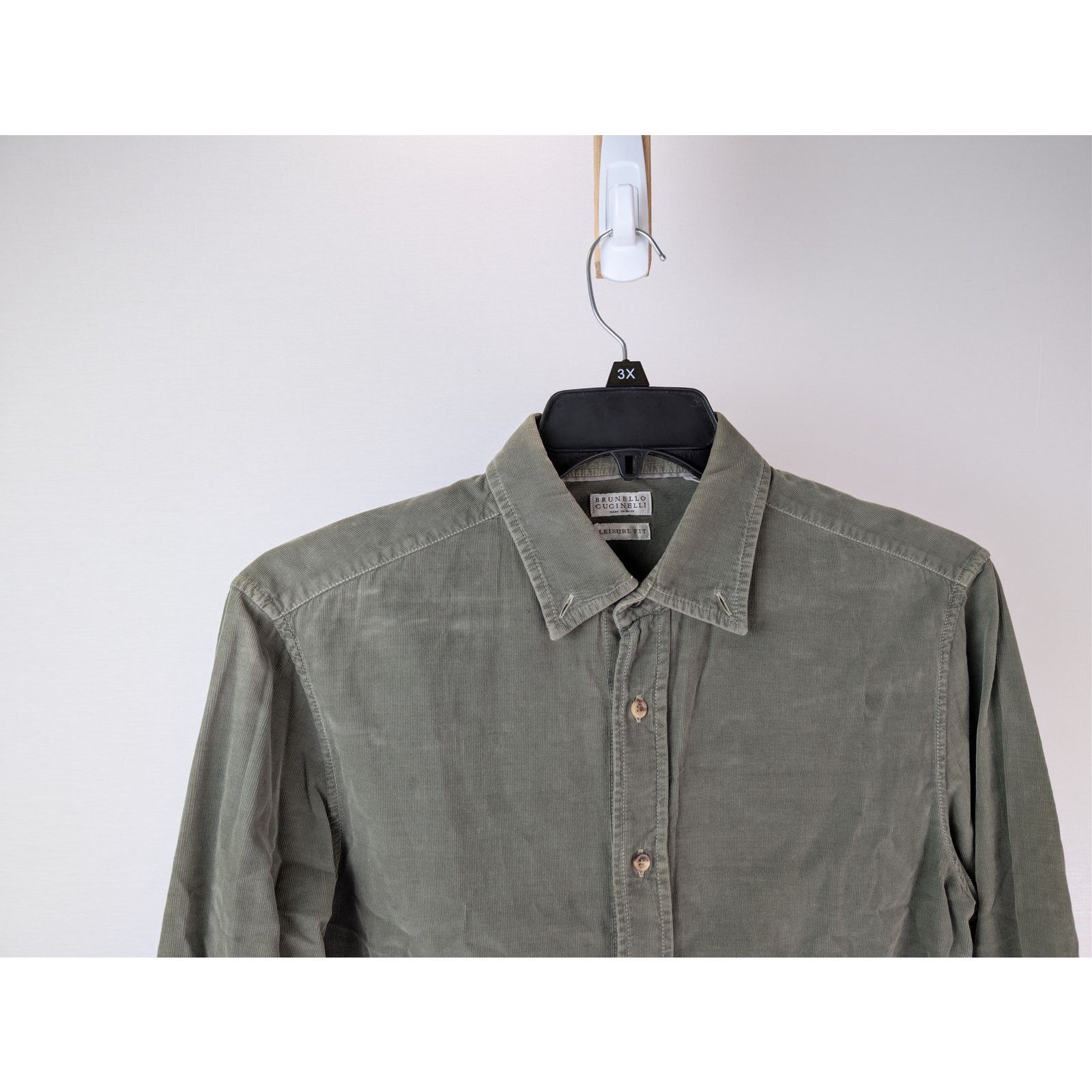 Brunello Cucinelli o1rshd1 CC20 Leisure Fit Button up Shirt in Olive Size US M / EU 48-50 / 2 - 3 Thumbnail