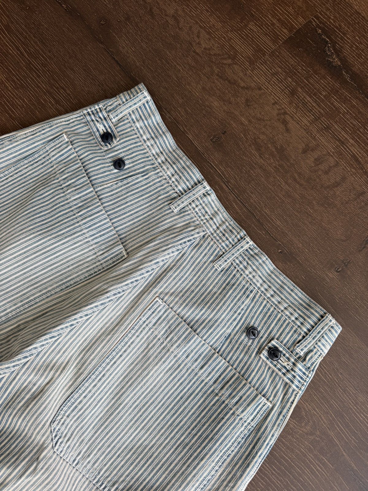 Kapital Kapital Herringbone Baggy Fatigue Pants Blue Striped Size 3 Size US 32 / EU 48 - 11 Thumbnail