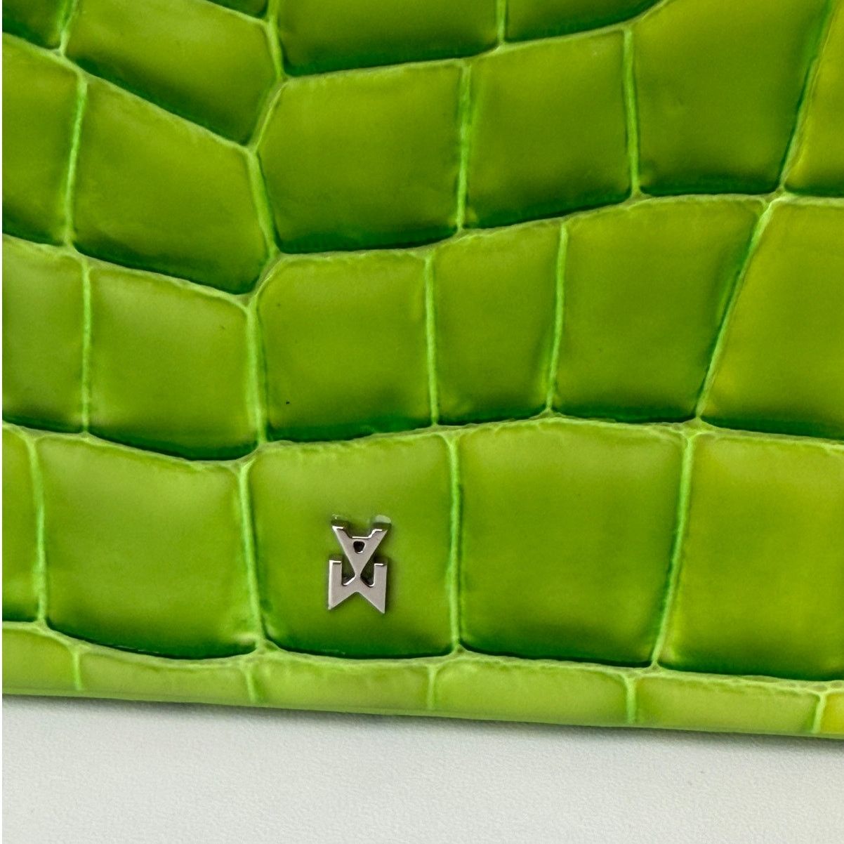 Amina Muaddi EUC Amina Muaddi Mini Croc Embossed Lime Green Bag Size ONE SIZE - 8 Thumbnail
