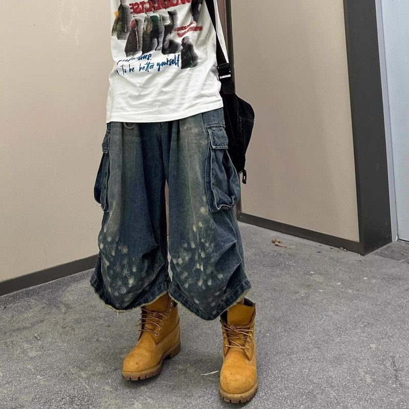 Japanese Brand × Jean Retro straight loose wide leg denim shorts Size US 32 / EU 48 - 1 Thumbnail