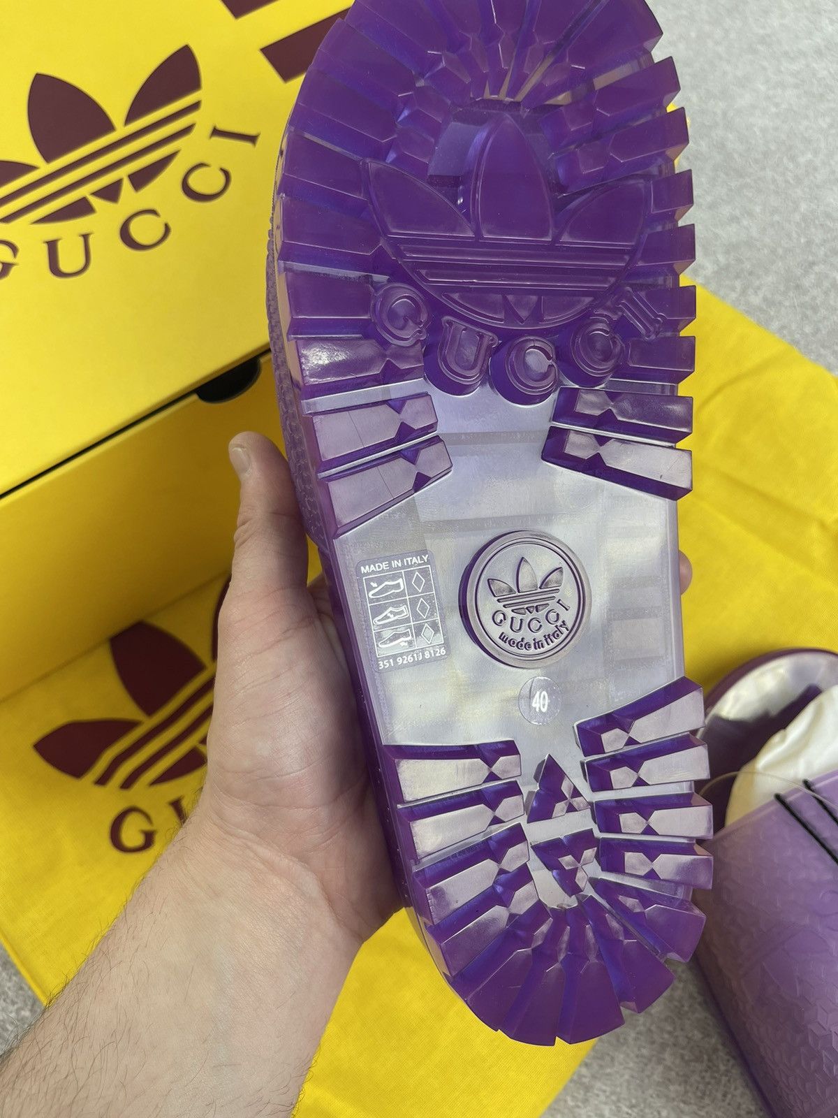 Adidas × Gucci Adidas x Gucci Rubber Slide Sandals Purple Size 42 Size US 9 / IT 39 - 14 Thumbnail