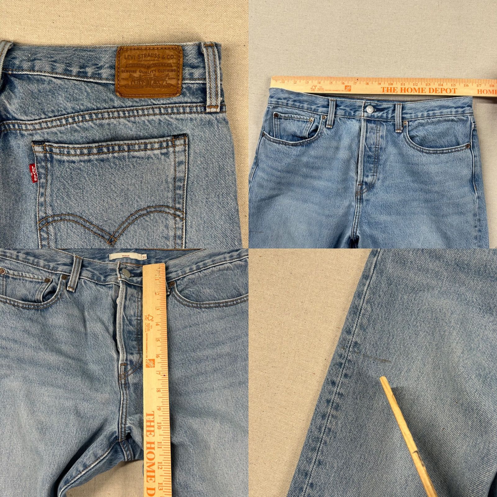Levi's VINTAGE Levi's Premium Jeans Womens 31 Wedgie Raw Hem Taper Skater Grunge 33x27 Blue 100% Cotton Denim Jeans WomensGirls MensNotApplicable Size 24" / US 00 / IT 34 - 8 Thumbnail