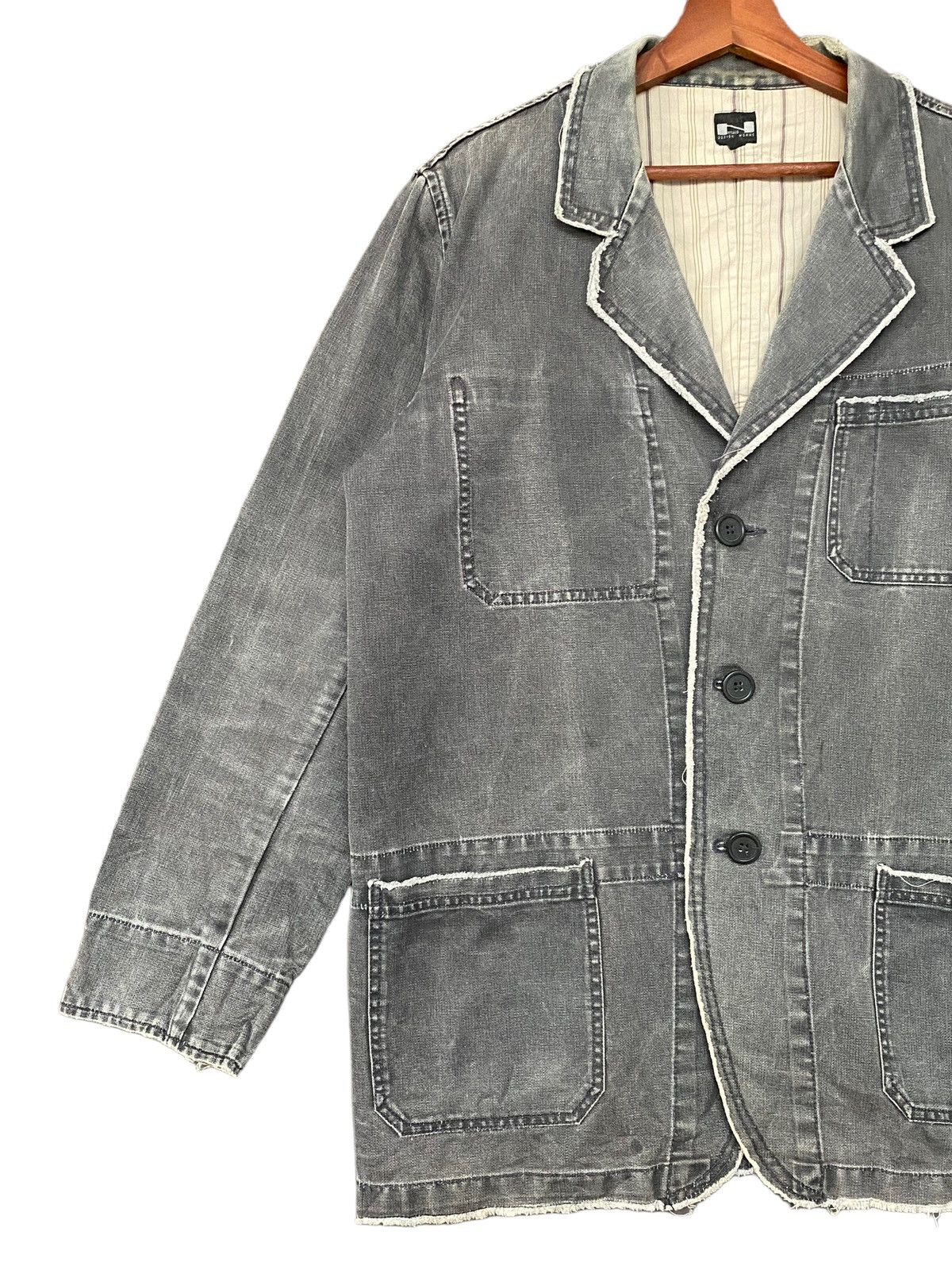 Japanese Brand × Vintage Vintage Japanese Brand Nylaus Sun Faded Chore Jacket 1990s Size US L / EU 52-54 / 3 - 3 Thumbnail