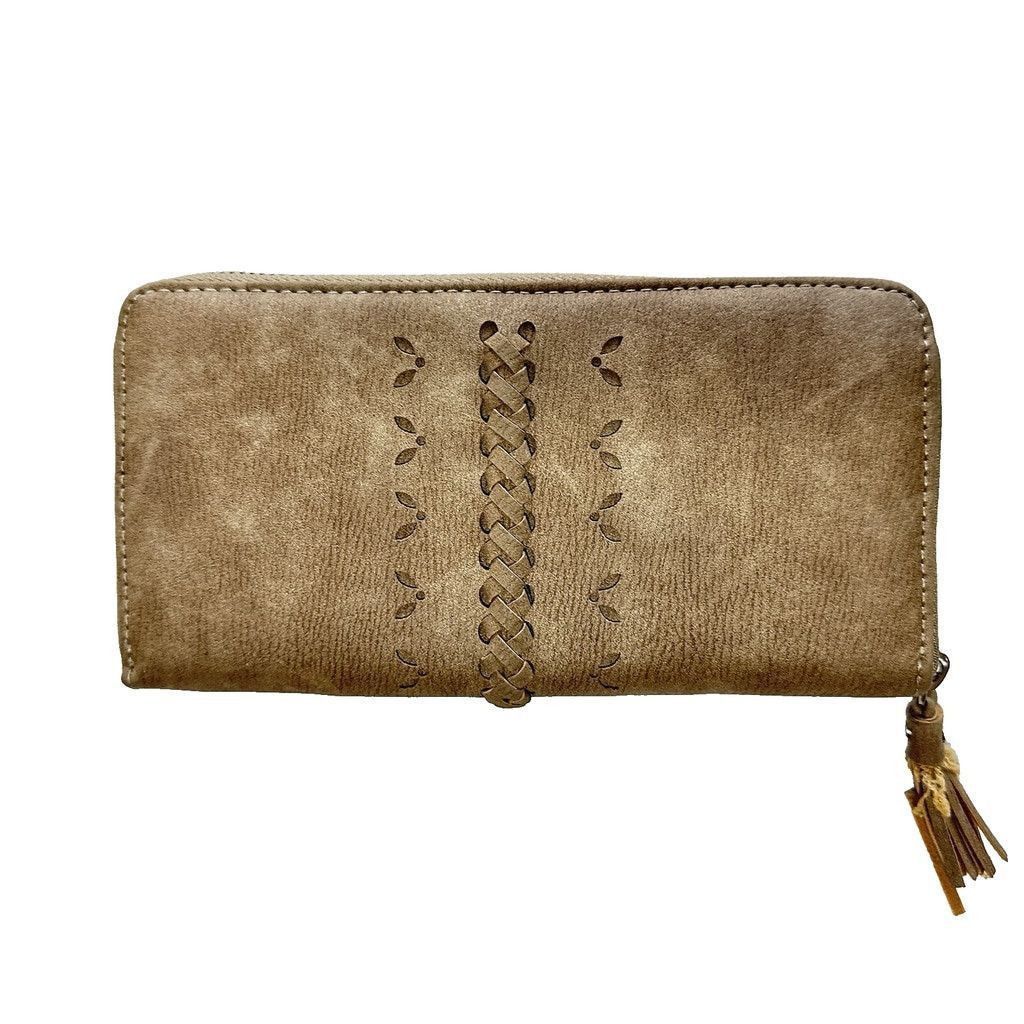 Other Roots RFID Braided Rectangular Zip Around Tassel Wallet Tan Size ONE SIZE - 2 Thumbnail