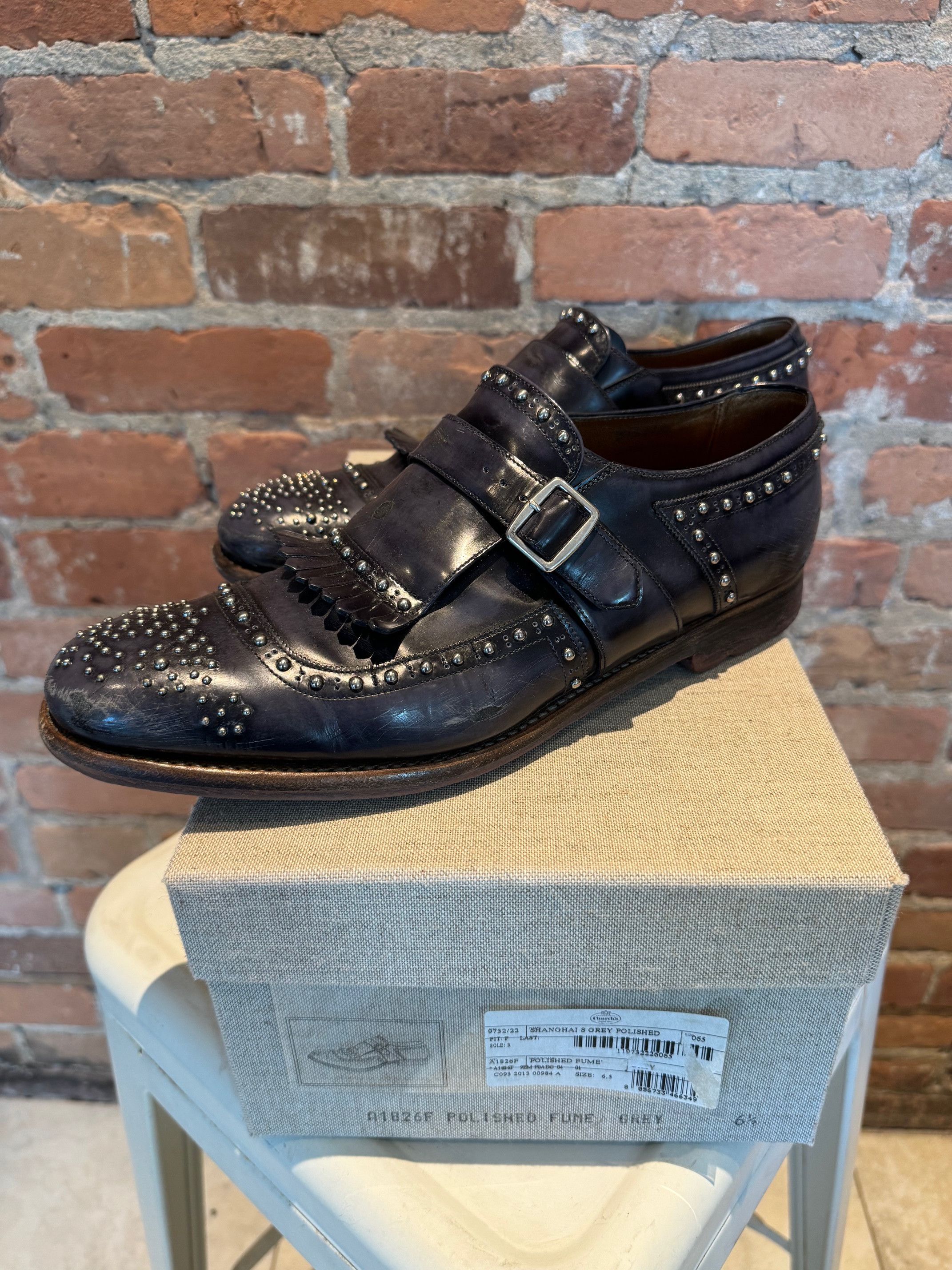 Church's Church’s Shanghai 8 Studded Monk Strap Polished Fumé Size US 8 / EU 41 - 1 Thumbnail