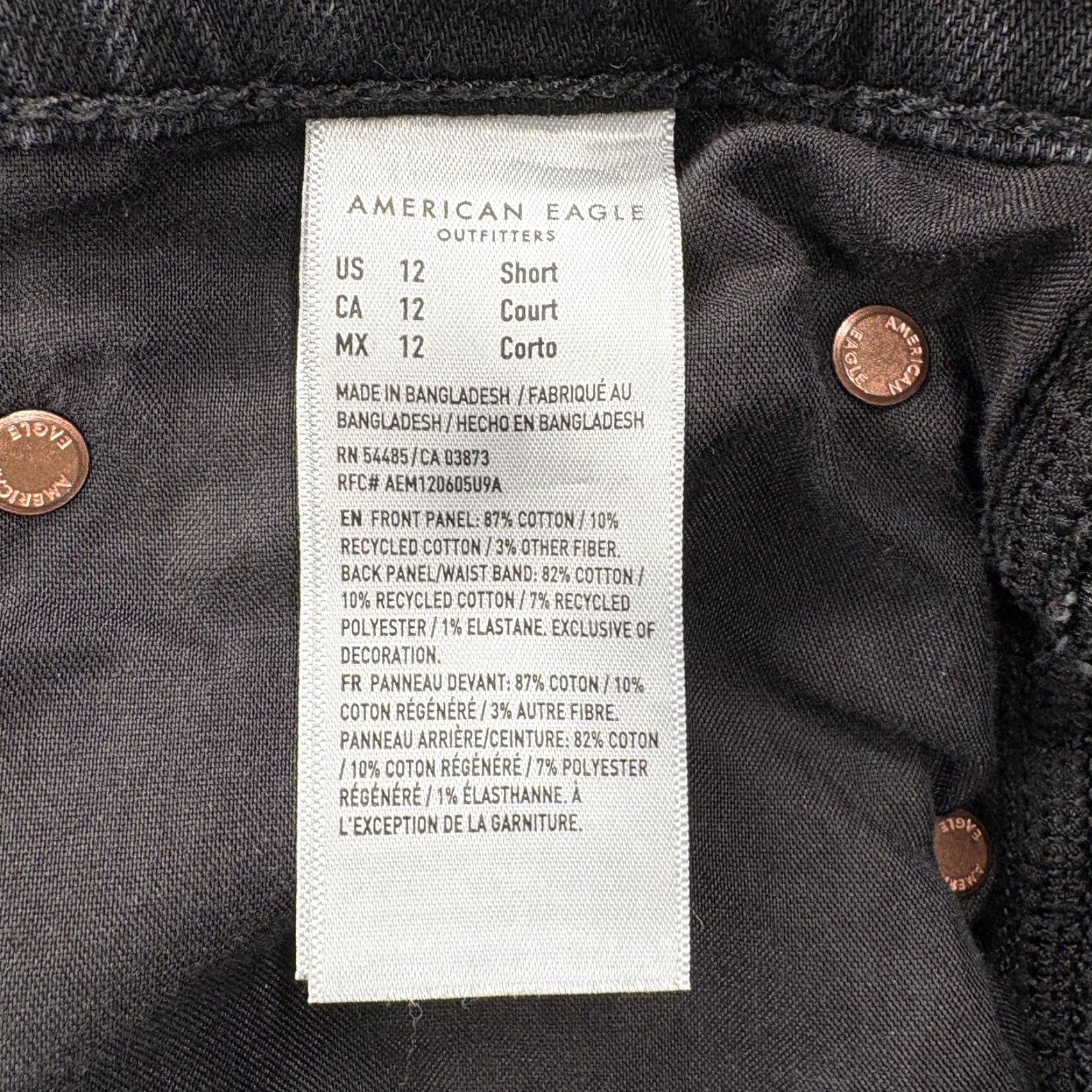 American Eagle Outfitters American Eagle Outfitters Jeans Flared Distressed Low-Rise Baggy Womens 12 Short Charcoal Wash Black 5-Pocket Denim Vintage No Size 34" / US 12 / IT 48 - 6 Thumbnail