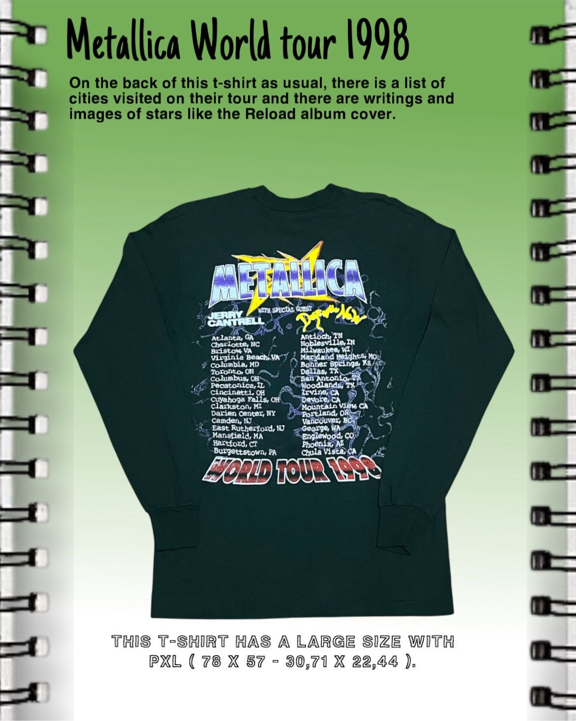 Fruit Of The Loom × Metallica × Vintage Metallica Reload World Tour 1998 Size US L / EU 52-54 / 3 - 3 Thumbnail