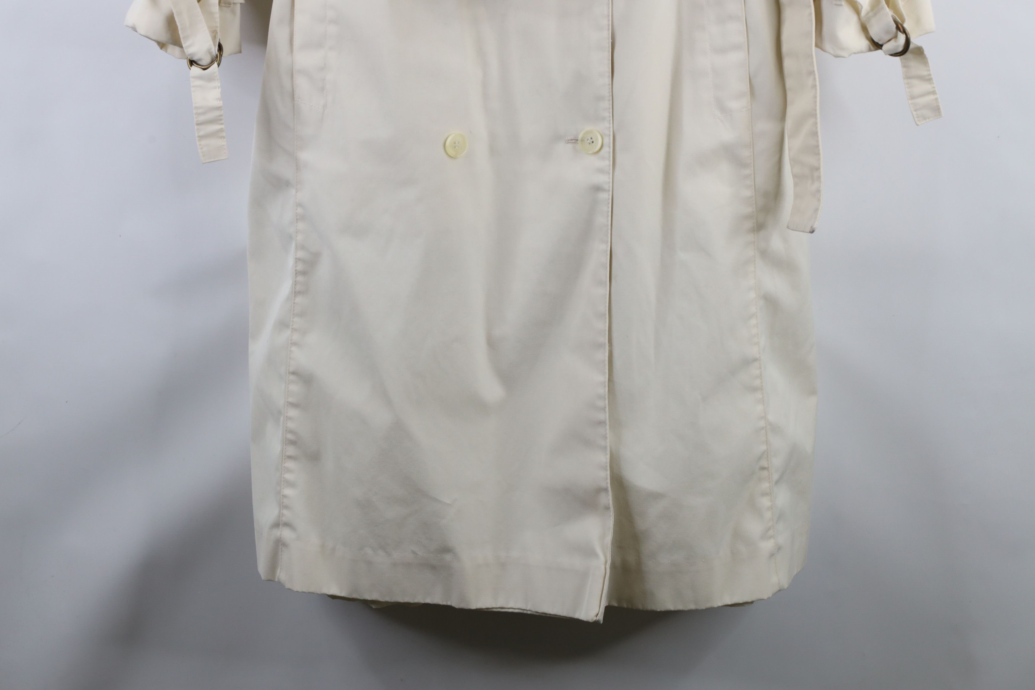 Vintage Vintage 70s Streetwear Breasted Belted Trench Coat Cream USA Size L / US 10 / IT 46 - 4 Thumbnail