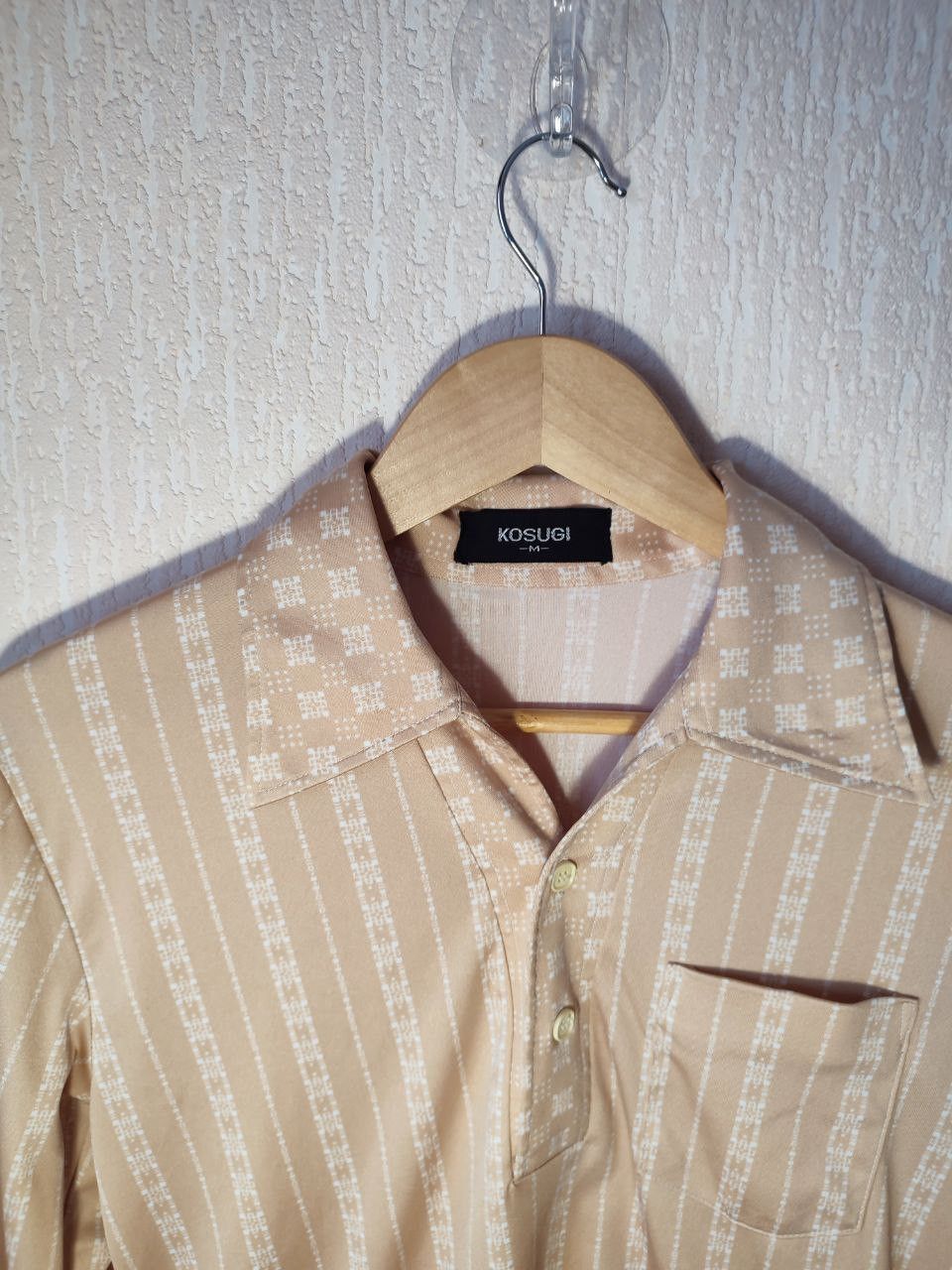 Japanese Brand Vintage Kosugi Beige Patterned Shirt (Japan)Men’s M / Unisex Size US S / EU 44-46 / 1 - 3 Thumbnail