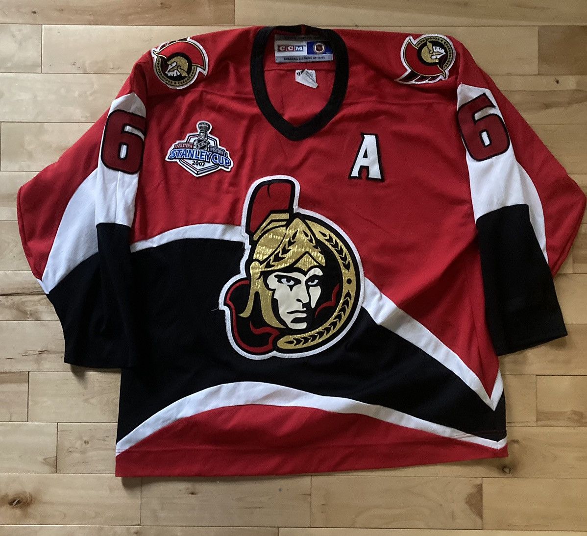 Ottawa Senators STANLEY CUP FINAL PATCH Stripped CCM/RBK NHL Jersey - XL