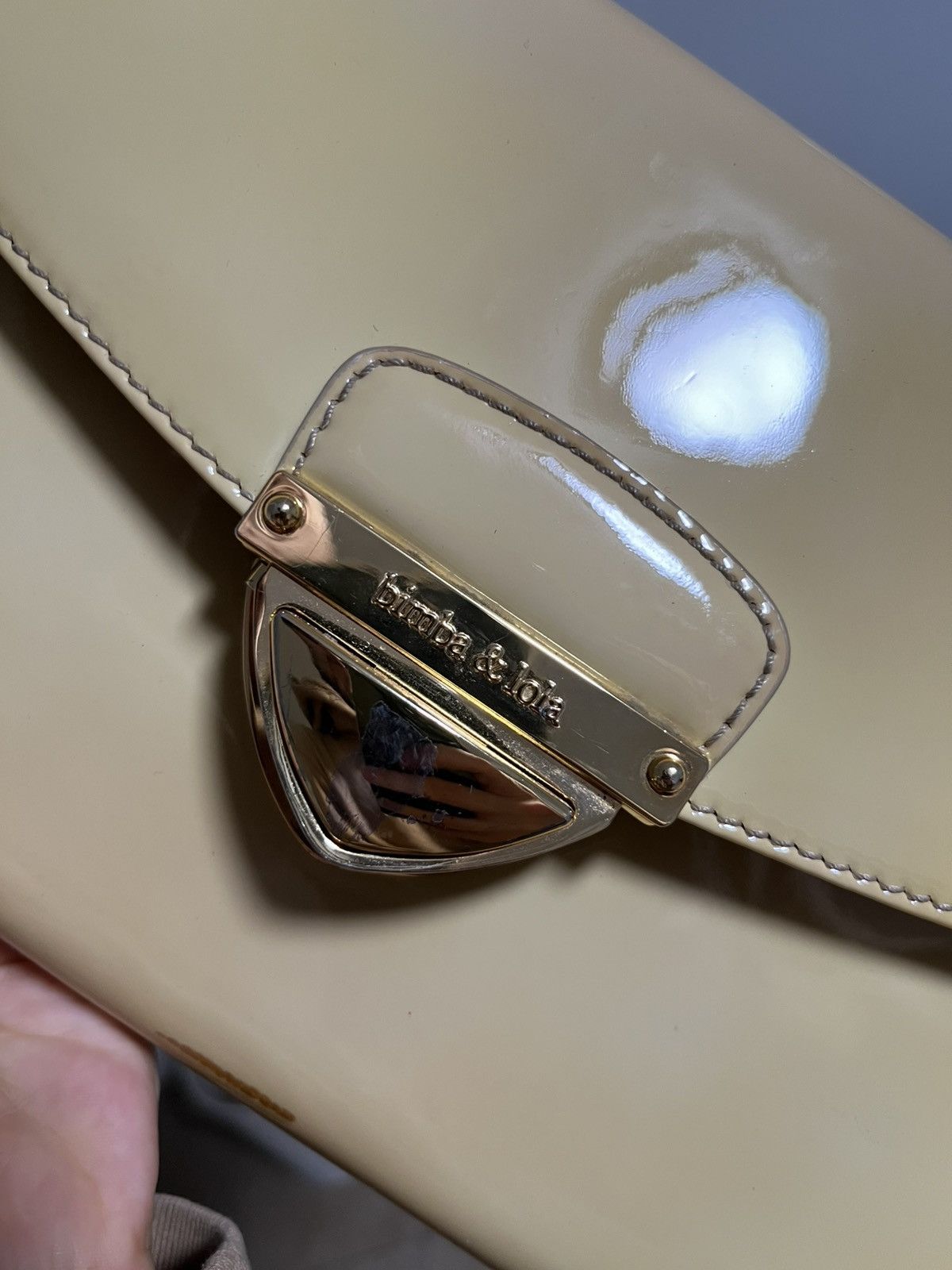 BIMBA Y LOLA Cream tan beige Bimba & Lola clutch bag with gold hardware Size ONE SIZE - 2 Thumbnail